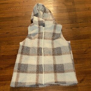 Cozy Plaid  Hooded Vest Shein 0xl